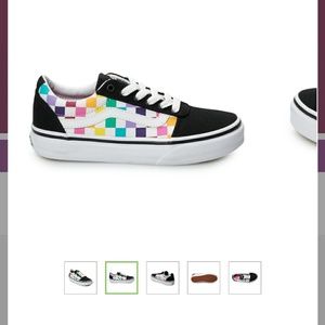 Rainbow checkered vans girls